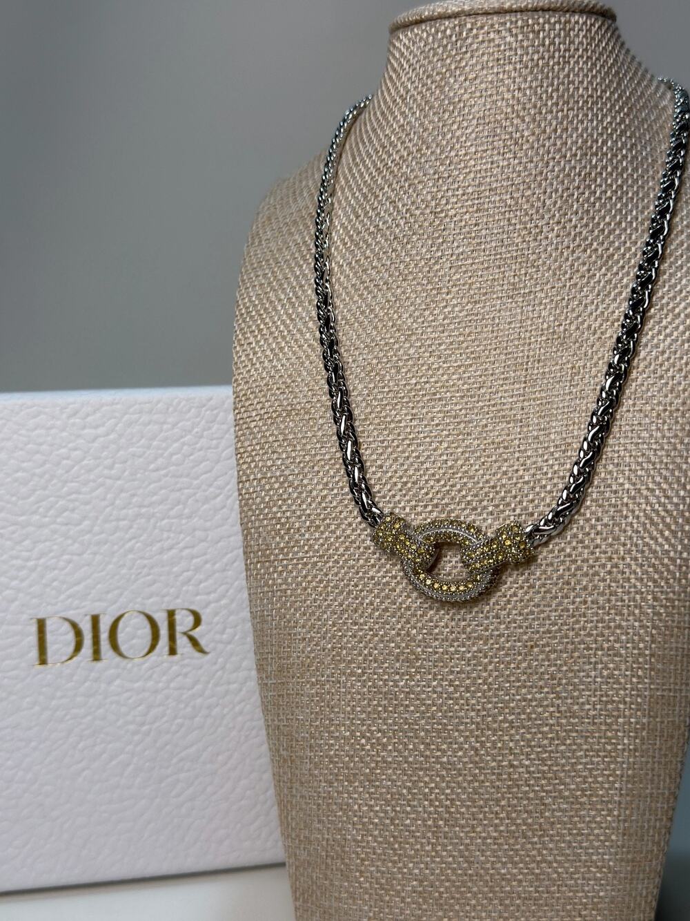 Vintage Christian Dior by John Galliano 1990s Crystal Knot Choker Box